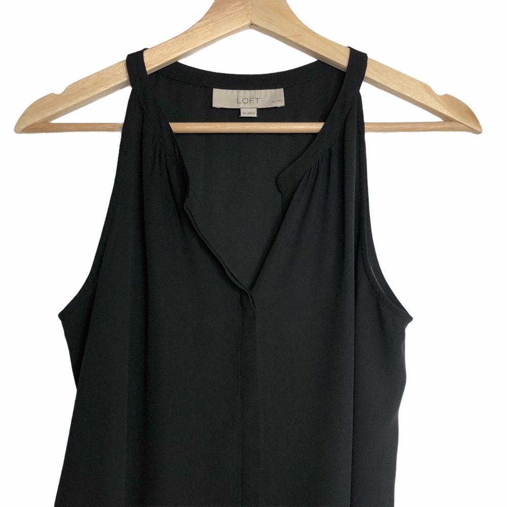 Loft Henley V Neck Sleeveless Top - Small Petite